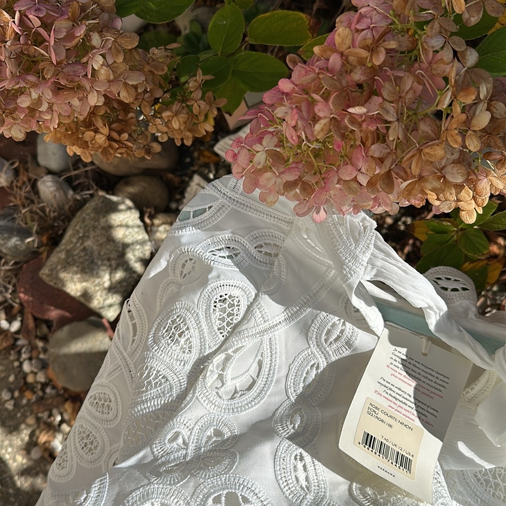 STUNNING Sezane dress 8 white lace wedding bridal shower rehearsal influencer - Picture 10 of 15